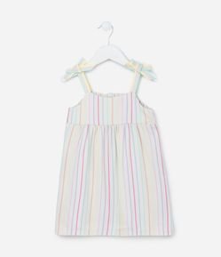 Vestido Infantil com Estampa Listras e Laço no Ombro - Tam 1 a 5 Anos