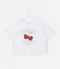 Blusa Cropped Infantil com Estampa de Cerejinhas - Tam 5 a 14 Anos