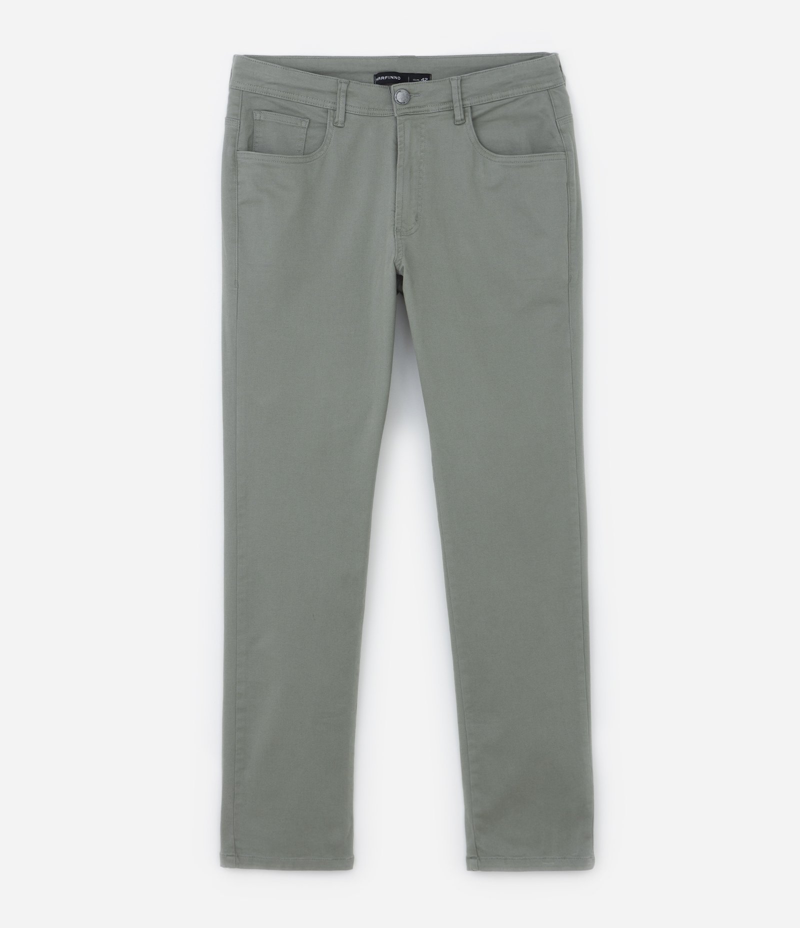Calça em Sarja com Cós Elastano Verde 5