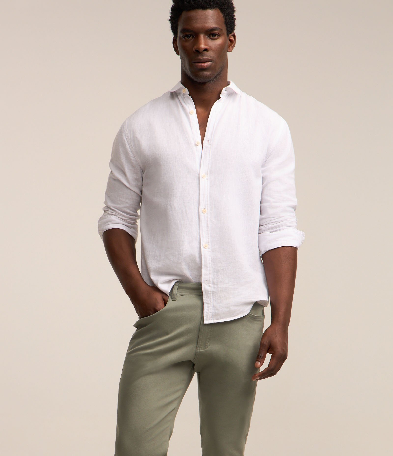 Calça em Sarja com Cós Elastano Verde 3