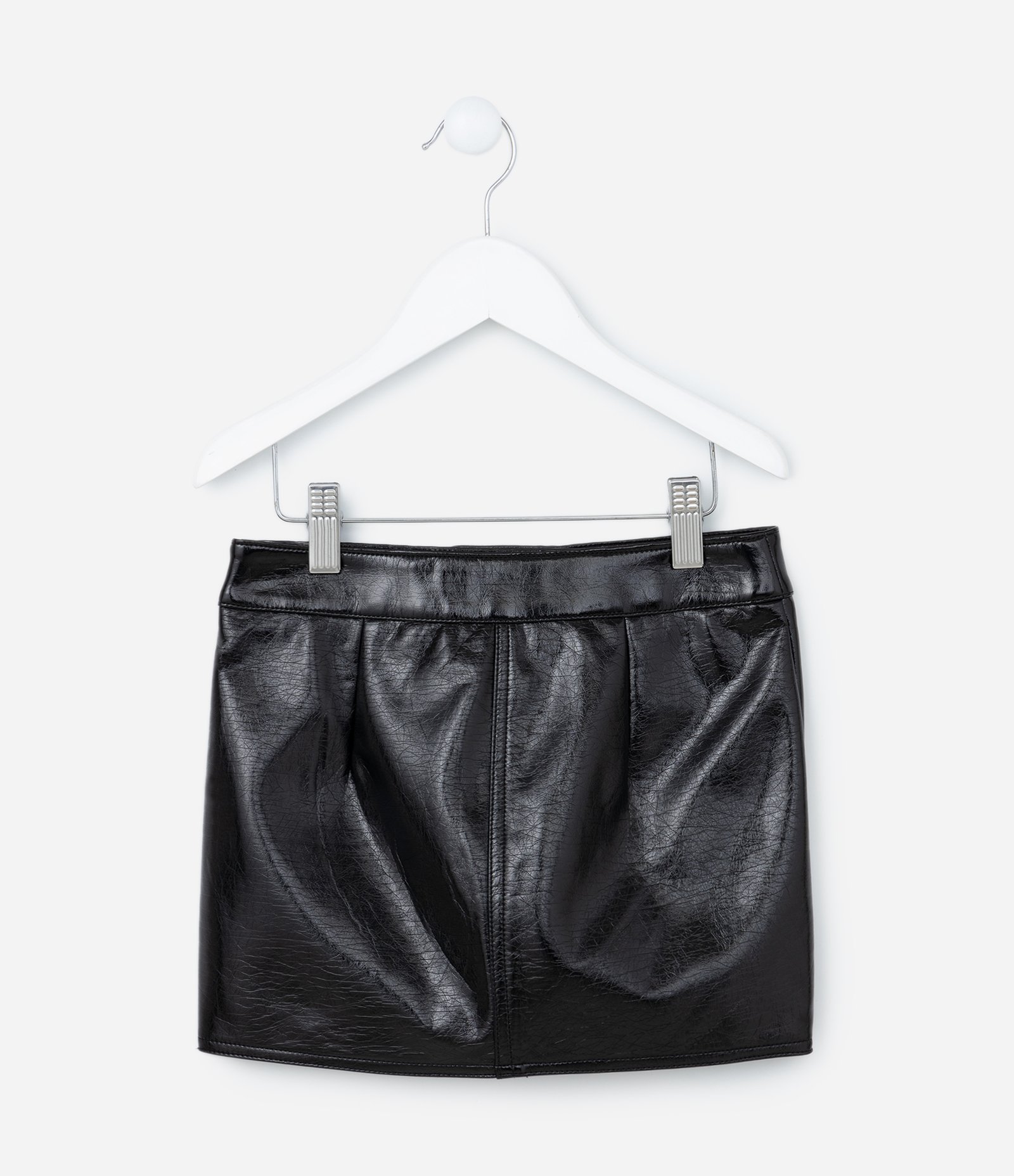 Saia Infantil em Material Sintético com Fendas Laterais - Tam 5 a 14 Anos Preto 2