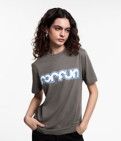 Camiseta Alongada em Algodão e Estampa Forfun