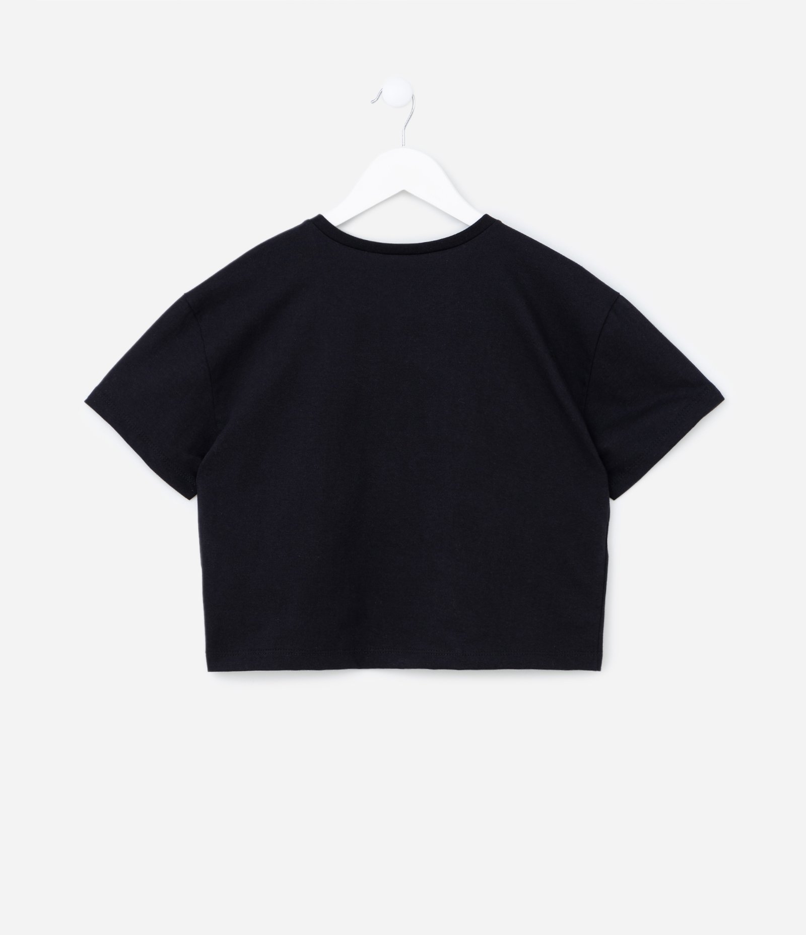 Blusa Cropped Comfort Infantil em Algodão com Bordado de Cerejinhas - Tam 5 a 14 anos Preto 2