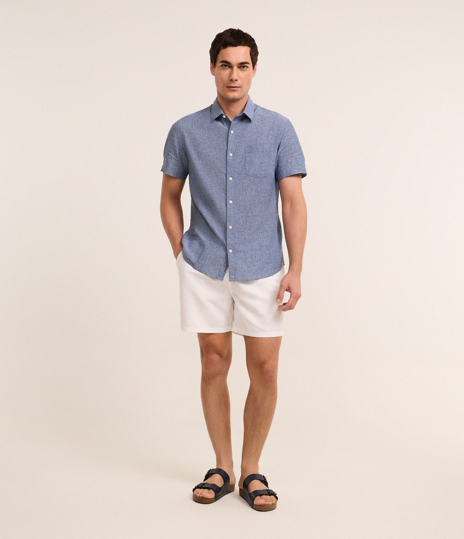 Bermuda de Banho em Microfibra com Cós Elástico e Bolsos 1