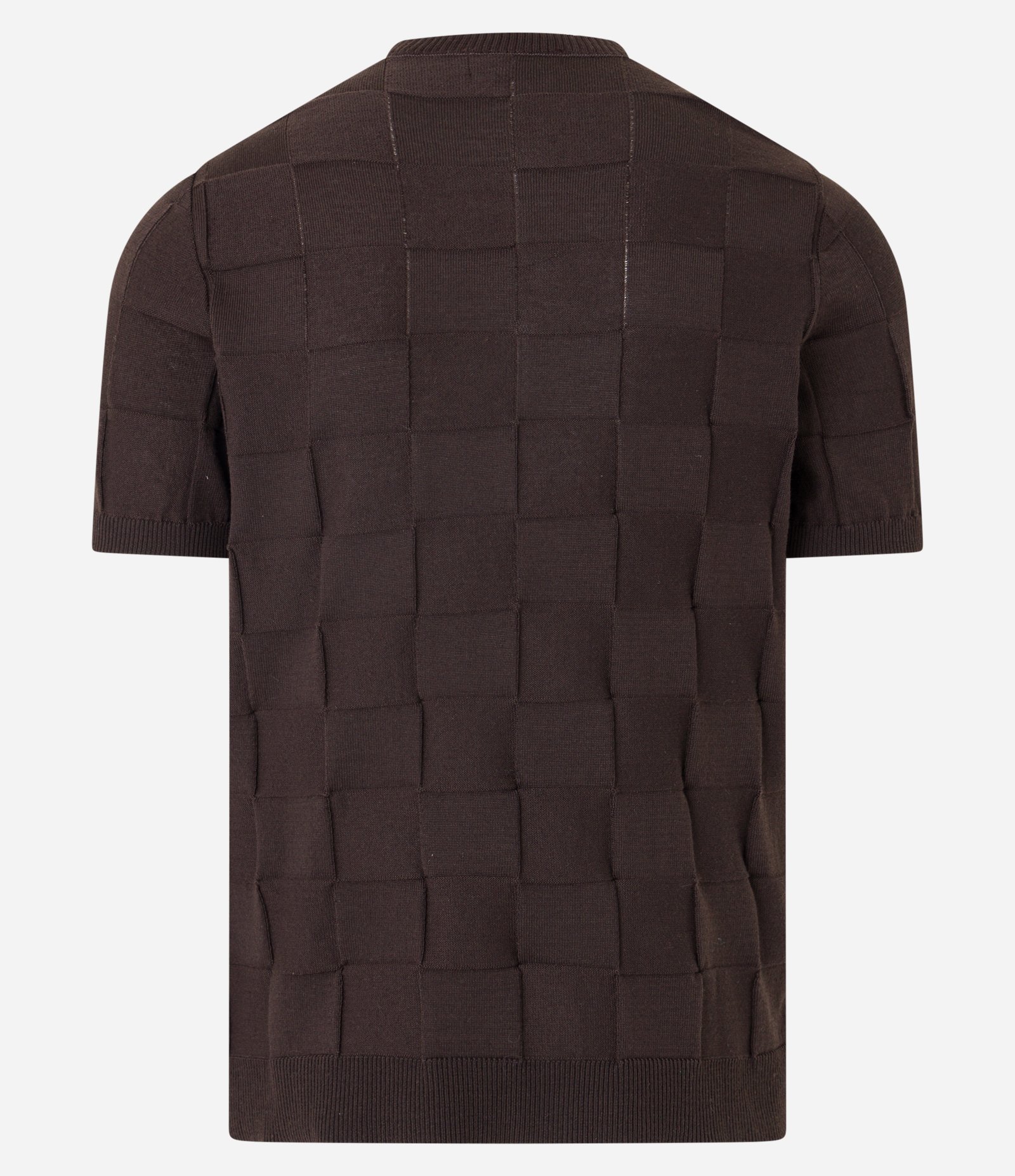Camiseta em Tricô com Textura Quadriculada Marrom 7