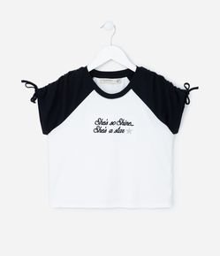 Blusa Infantil em Algodão com Manga Raglan e Amarração - Tam 5 a 14 anos