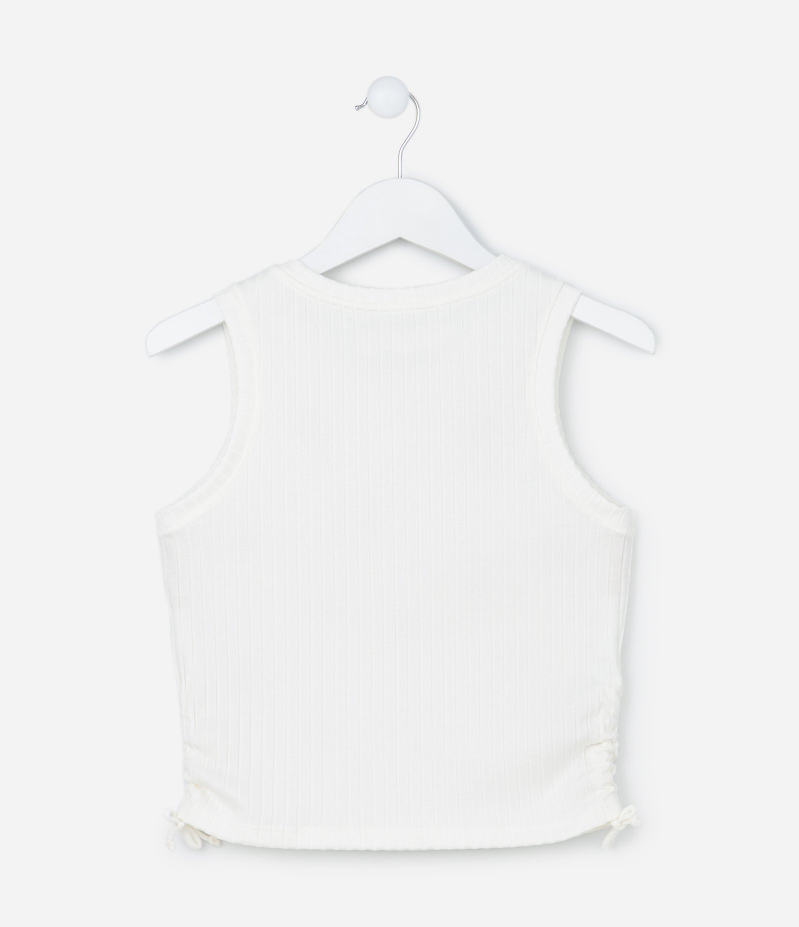 Blusa Regata Infantil Canelada Estampa Estrelas com Glitter e Strass - Tam 5 a 14 anos Branco 2