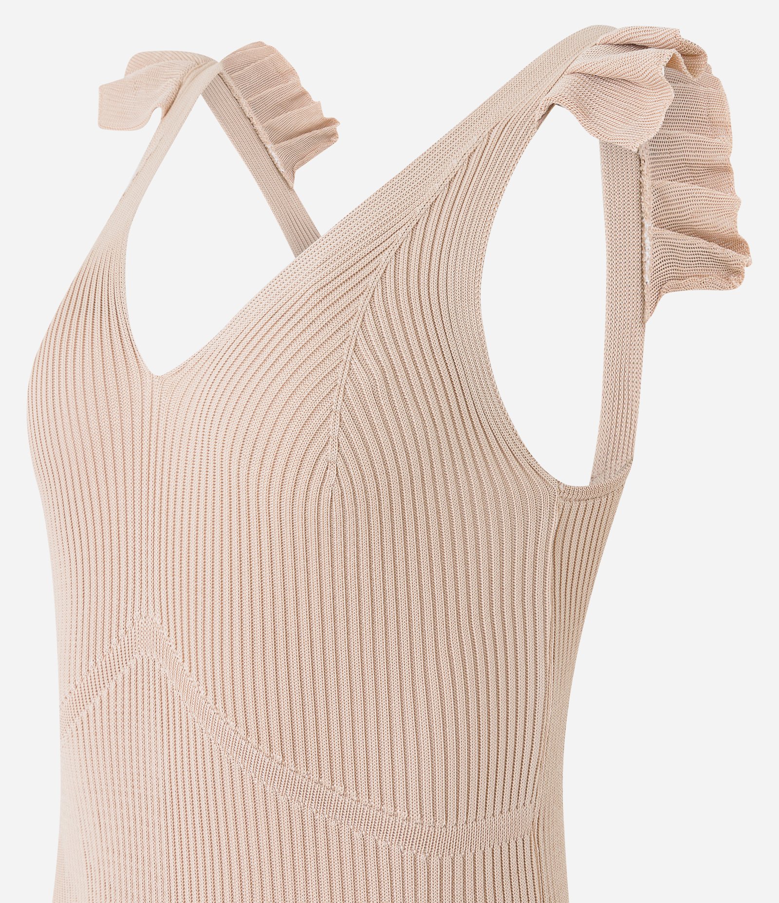 Body em Tricô Leve com Babado na Alça e Texturas Bege 7