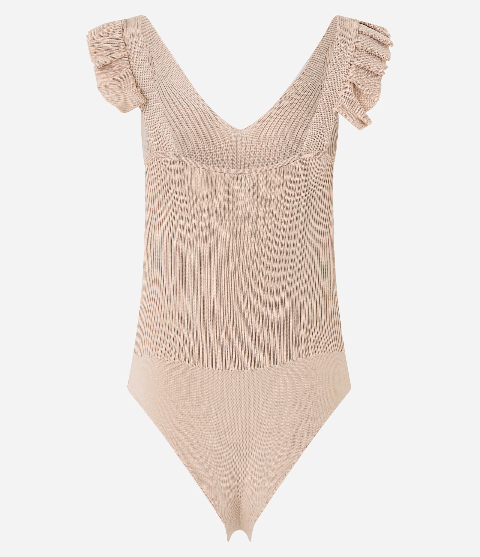 Body em Tricô Leve com Babado na Alça e Texturas Bege 8