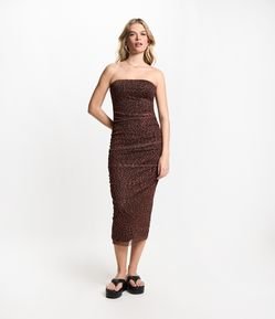 Vestido New Midi em Tule com Estampa Animal Print