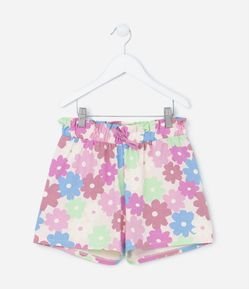 Short Clochard Infantil em Algodão com Estampa Floral - Tam 5 a 14 anos