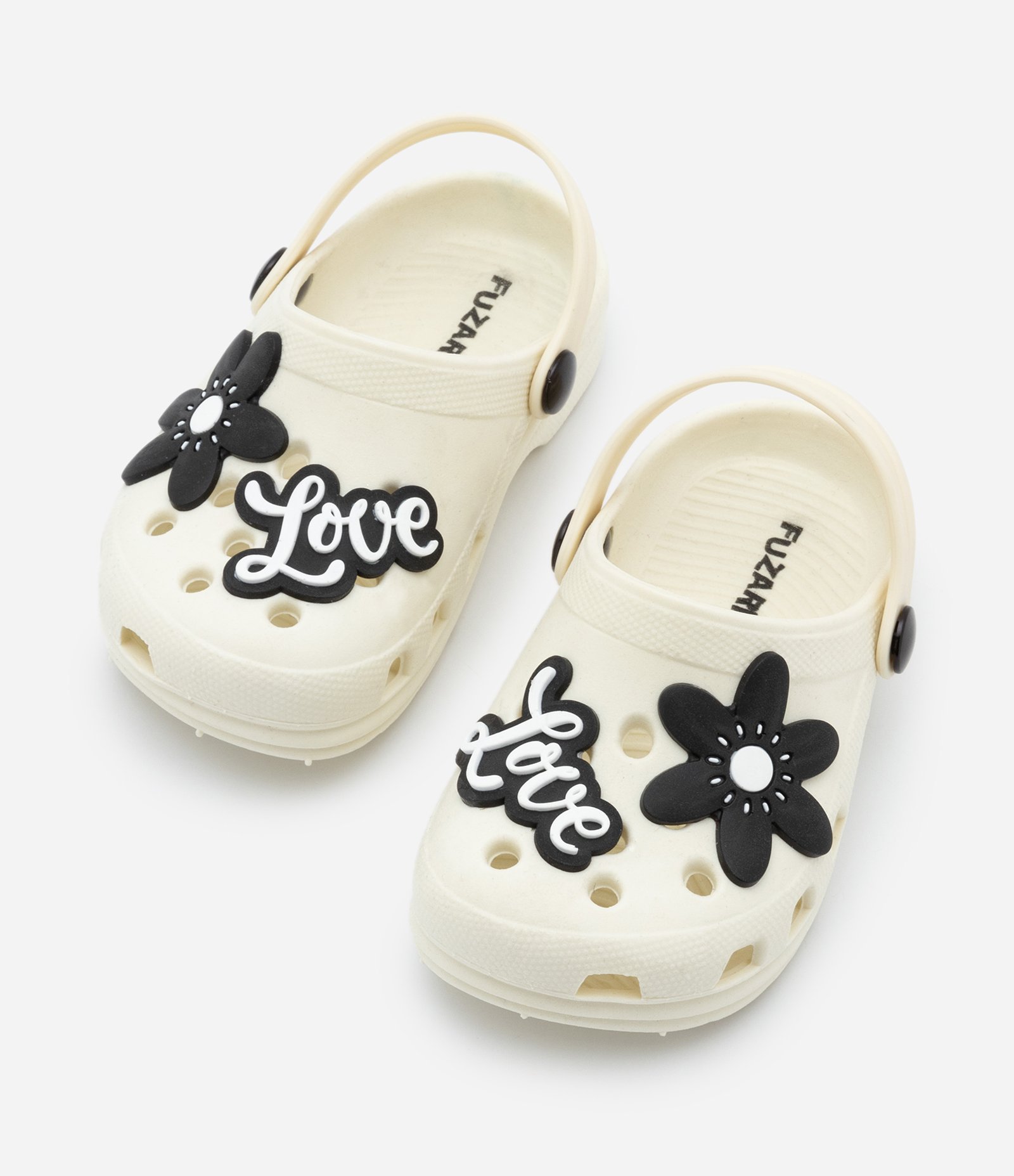 Sandália Babuche Infantil com Patch de Flor e Love - Tam 24 ao 35 Off White 4