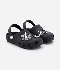 Sandália Babuche Infantil com Patch de Flor e Love - Tam 24 ao 35