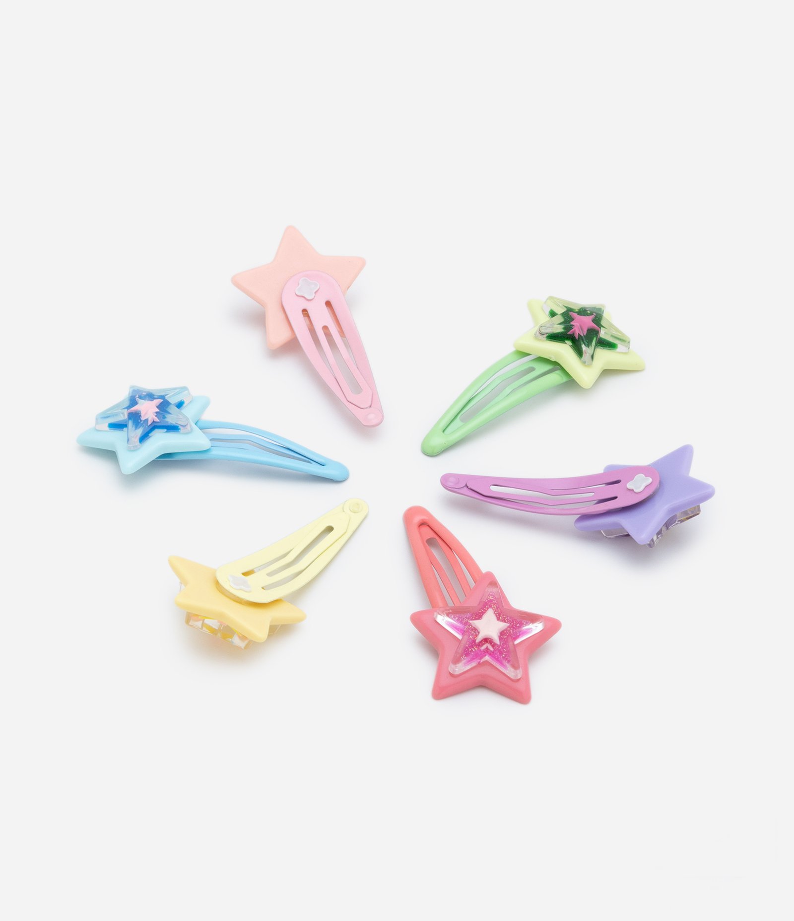 Kit 06 Presilhas De Cabelo em Formato de Estrelas Multicores 2
