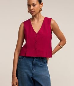 Colete Alfaiatado com Pregas e Abotoamento Frontal