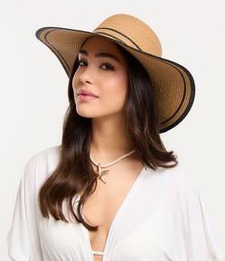 Chapéu de Praia com Aba Média e Detalhes em Linhas Contrastantes