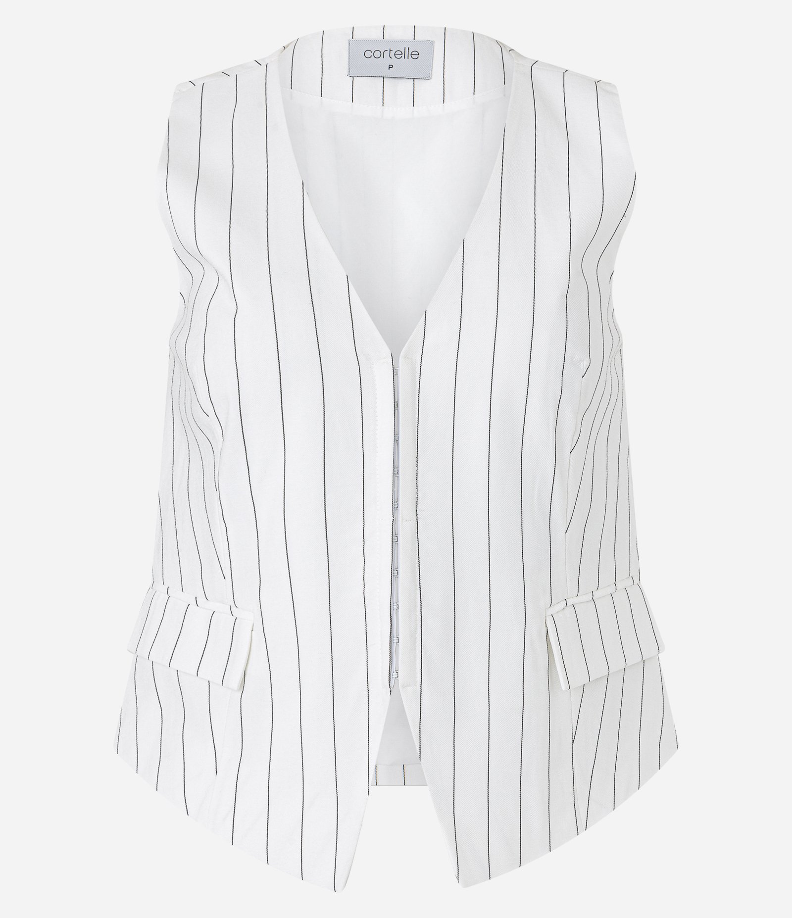 Colete Alfaiatado em Viscose Listrada com Riscas de Giz Branco 5
