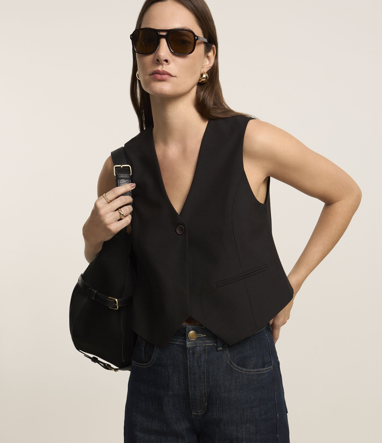 Colete Alfaiatado com Botão Único e Bolsos 1