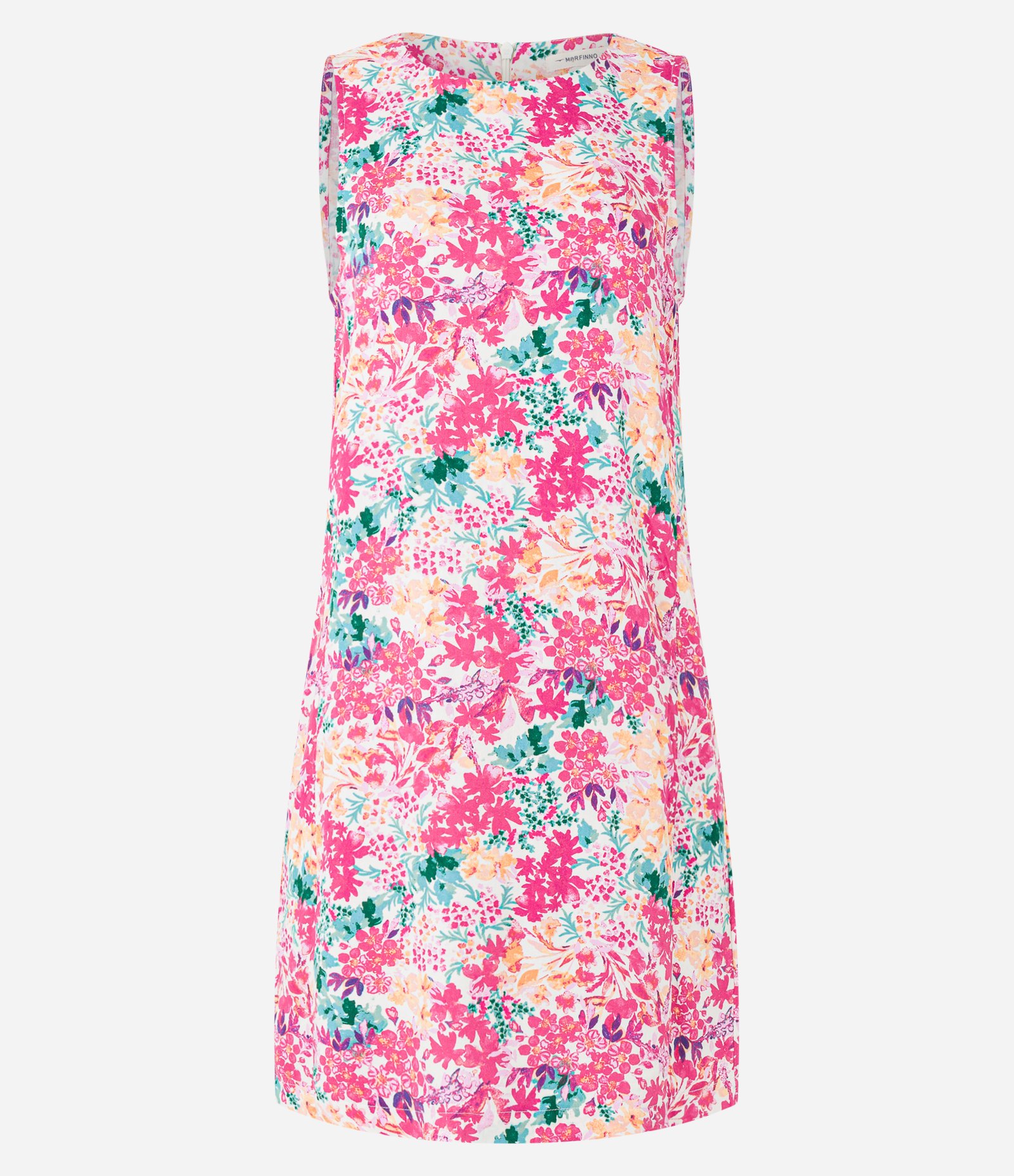 Vestido Curto em Viscose com Estampa Floral Liberty Rosa/Laranja/Verde 6