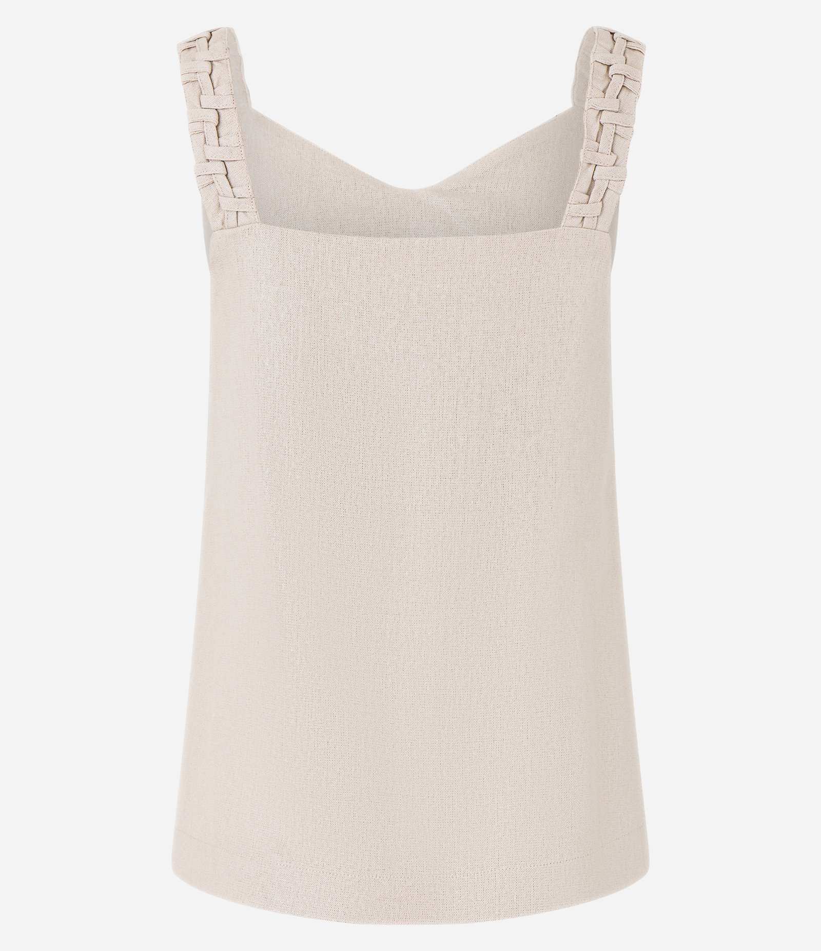 Blusa Regata em Viscose Liso com Foil e Detalhe Trançado na Alça Bege 7