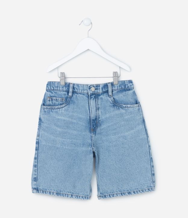 Bermuda Infantil Jeans com Cós Meio Elástico - Tam 5 a 14 anos