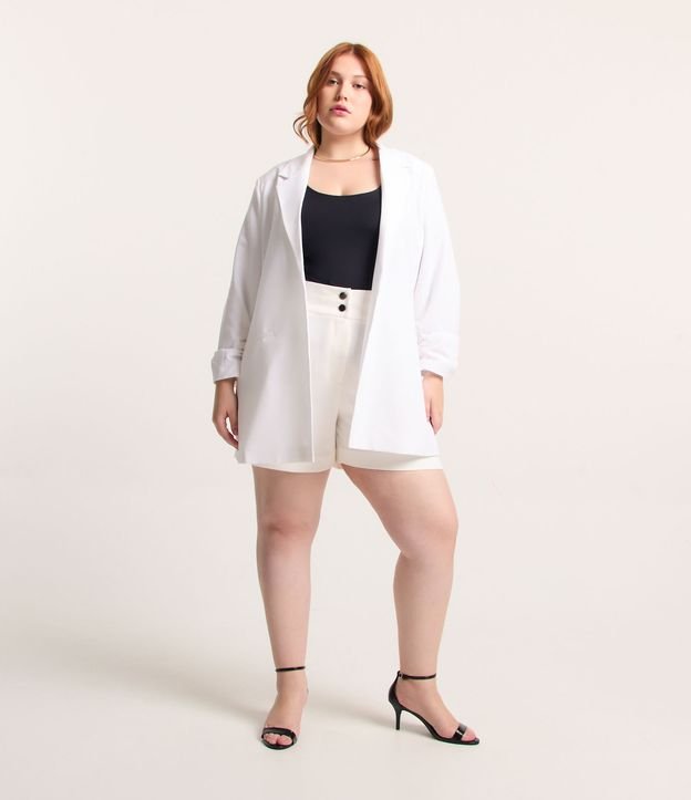 Blazer Alongado em Crepe com Manga Puxadinha Curve & Plus Size