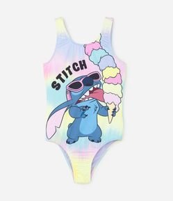 Maiô Infantil com Estampa Tie Dye e Stitch com Proteção UV - Tam 5 a 14 Anos