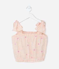 Blusa Cropped Infantil com Laços nos Ombros - Tam 5 a 14 Anos