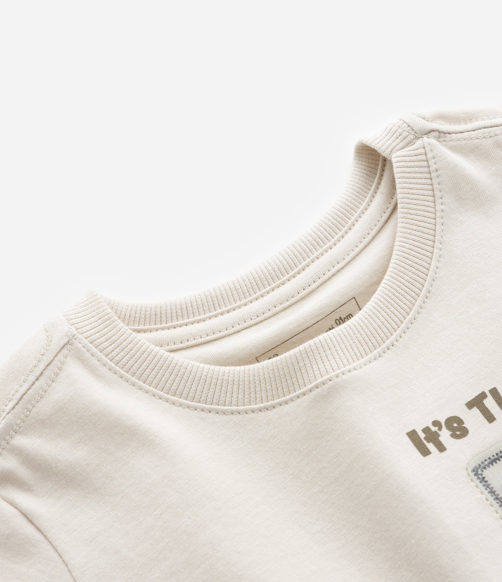 Camiseta Infantil com Estampa Aplicada de Dino - Tam 1 a 5 anos Bege 3