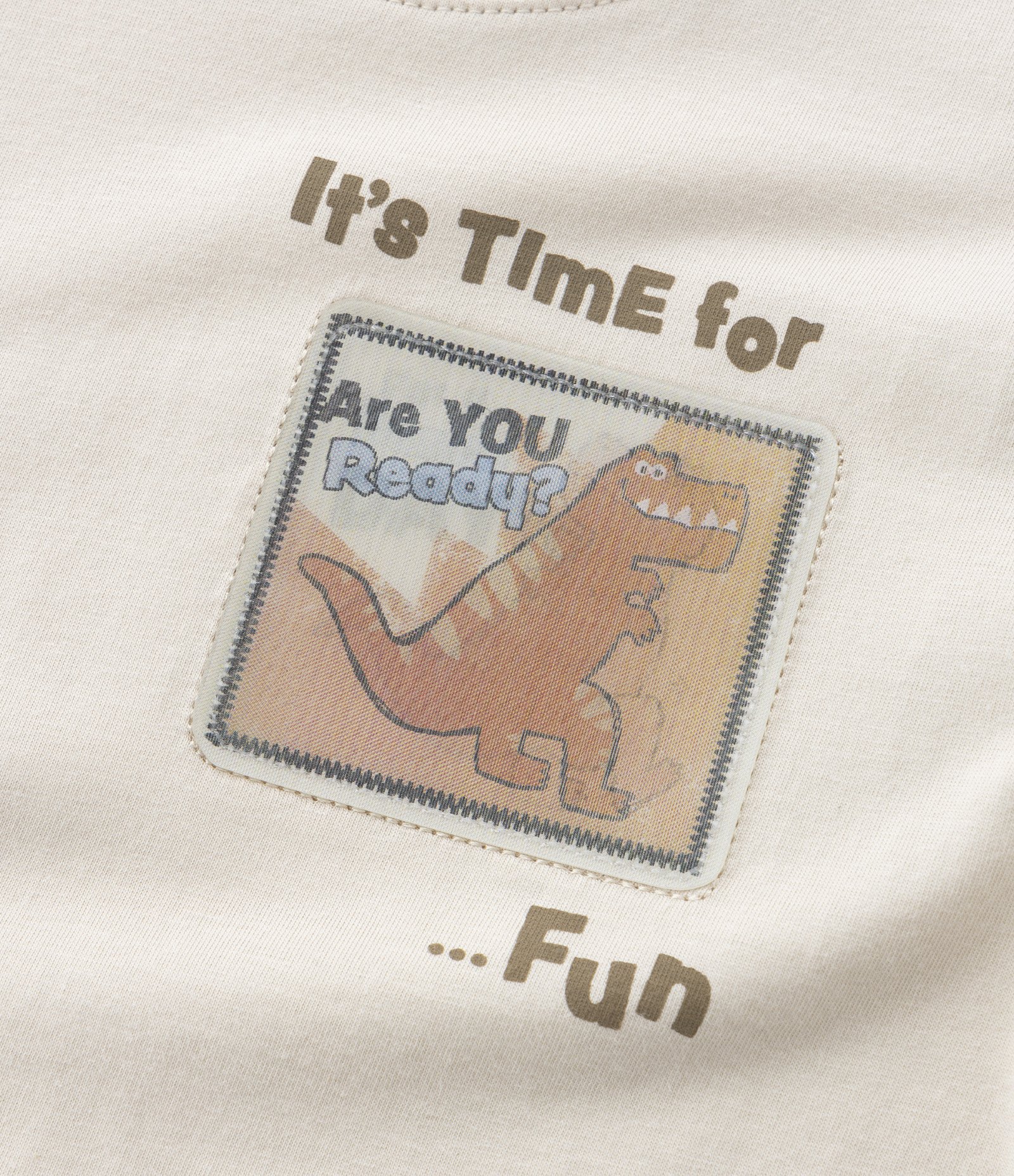 Camiseta Infantil com Estampa Aplicada de Dino - Tam 1 a 5 anos Bege 4