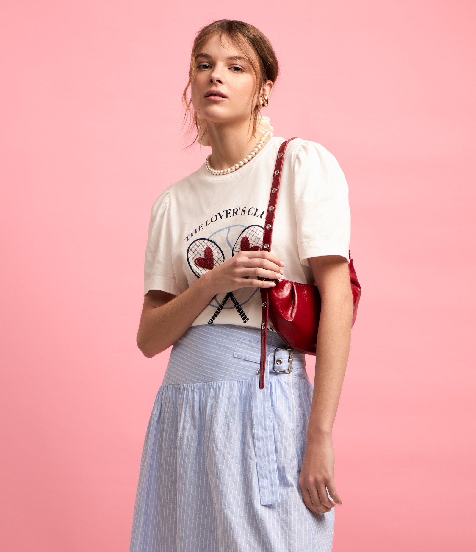 Bolsa Shoulder Pequena em PU com Ilhóses na Alça U 1