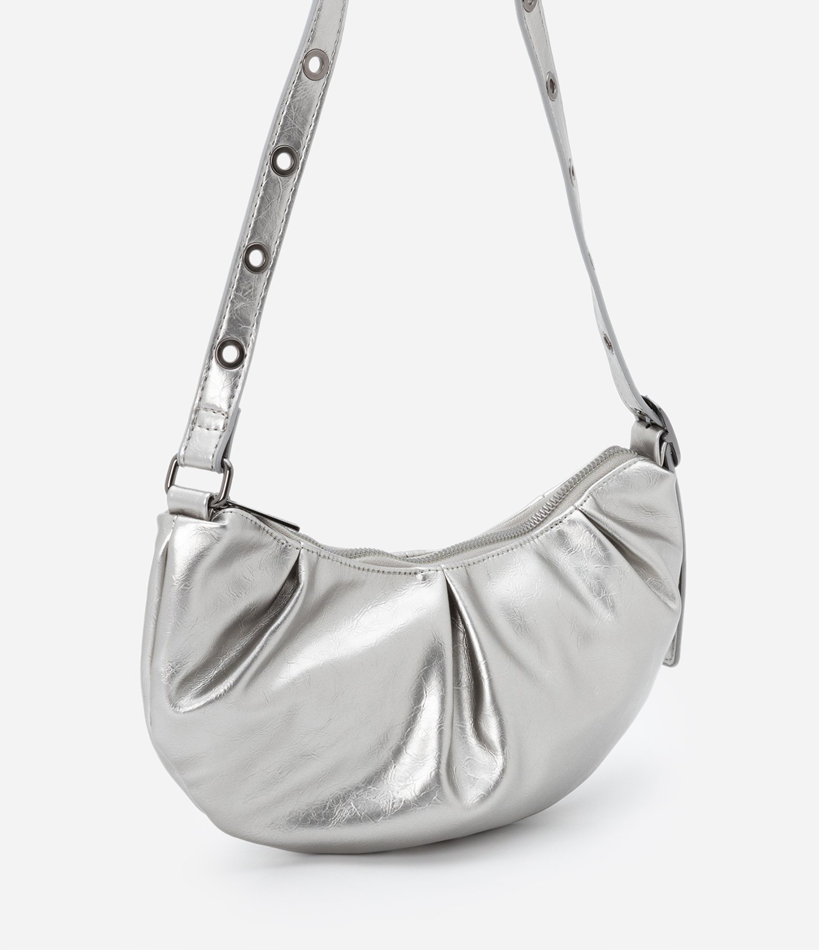 Bolsa Shoulder Pequena Metalizada com lhóses na Alça U 2