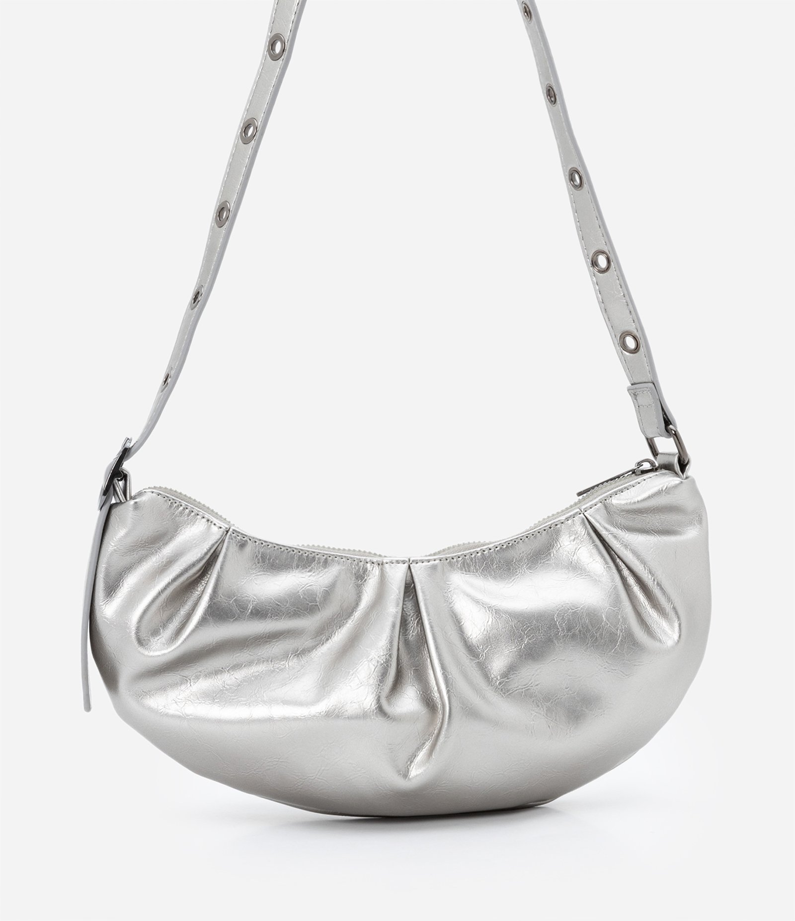 Bolsa Shoulder Pequena Metalizada com lhóses na Alça U 6