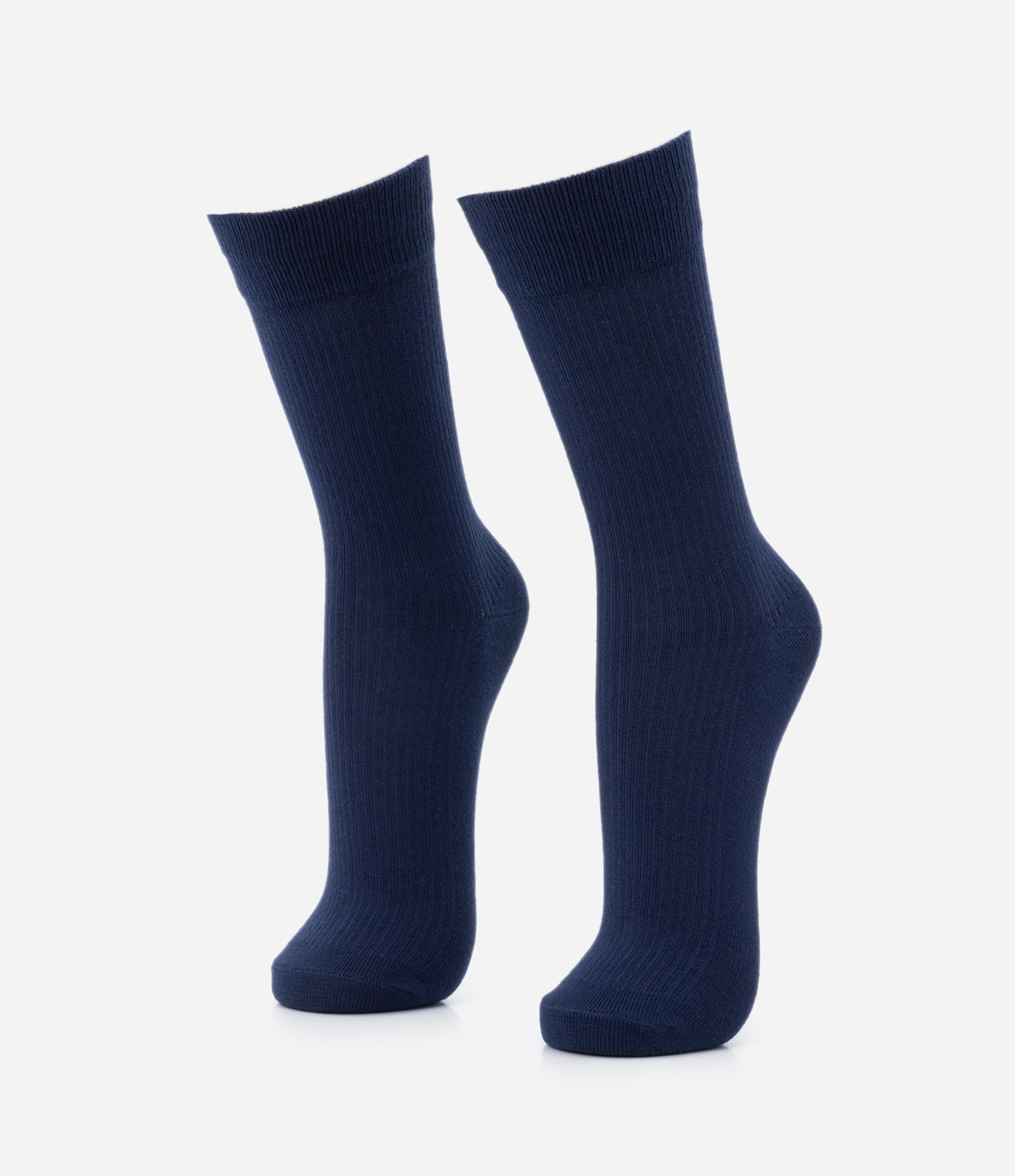 Meia Cano Médio em Viscose Texturizada Azul Escuro 1