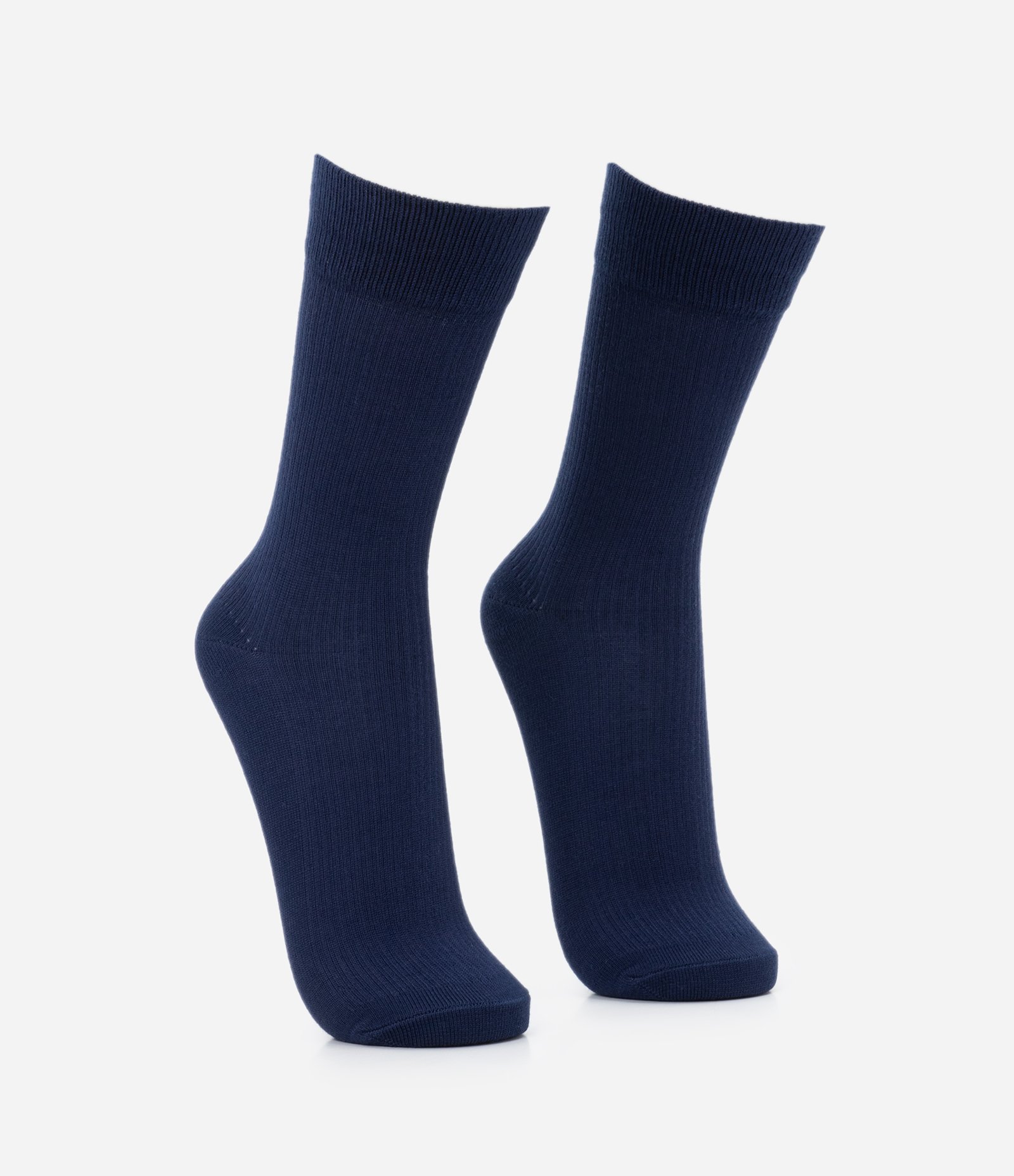 Meia Cano Médio em Viscose Texturizada Azul Escuro 2