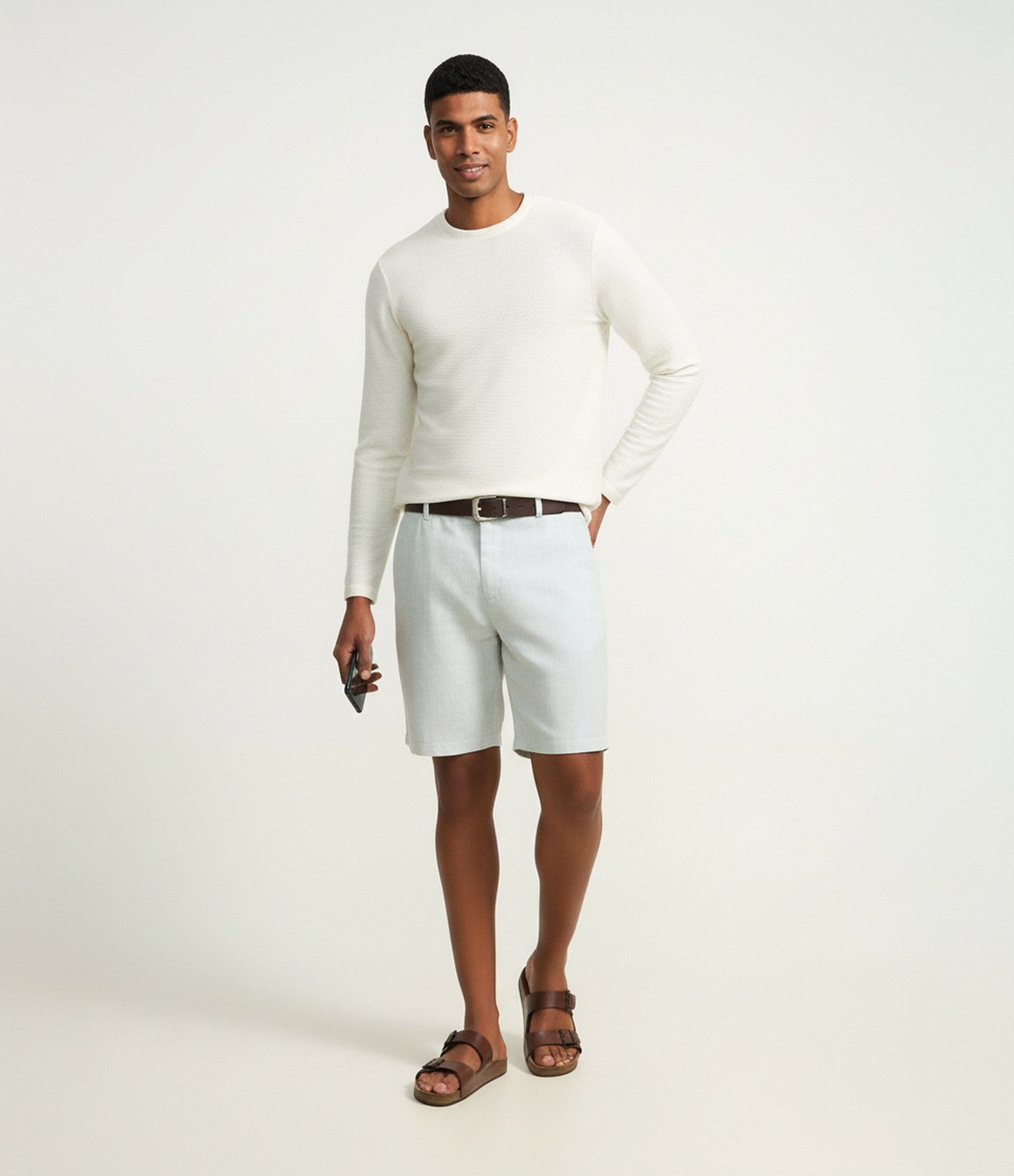 Camiseta com Textura Canelada Off White 1