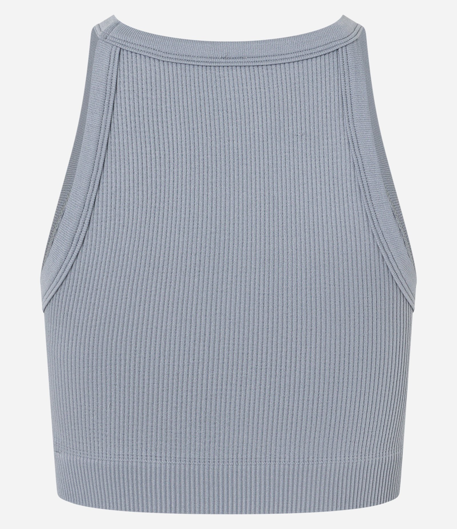 Blusa Cropped Sem Manga e Sem Costura com Decote Halter Cinza 6