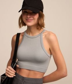 Blusa Cropped Sem Manga e Sem Costura com Decote Halter