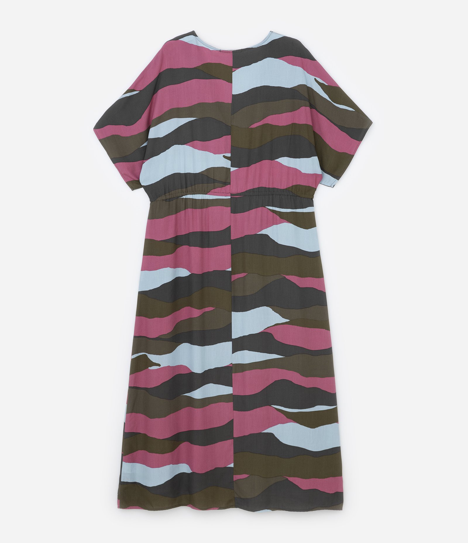 Vestido Midi em Viscose Abstrata com Amarração na Cintura Curve & Plus Size Multicores 6