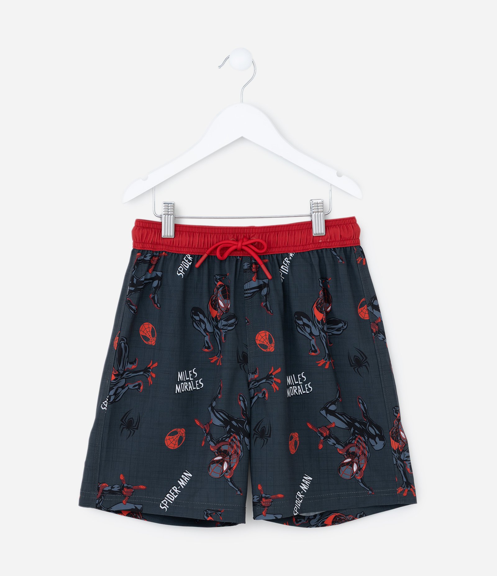 Bermuda Infantil com Estampa Homem-Aranha Miles Morales - Tam 5 a 12 Anos Preto/Vermelho 1