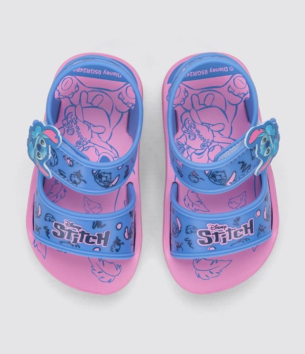 Sandália Infantil com Velcro e Estampa Stitch - Tam 19 ao 27