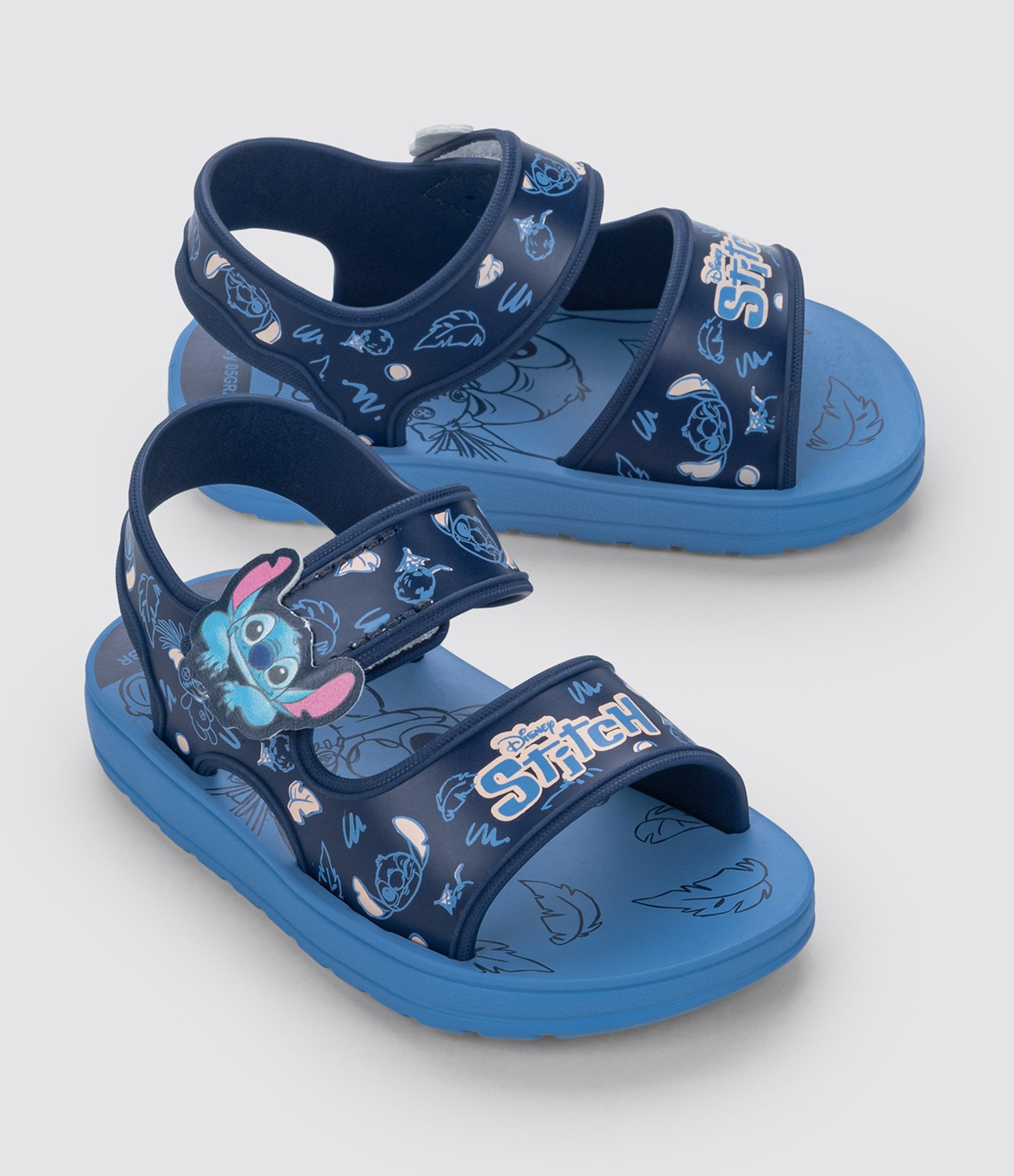 Sandália Infantil com Velcro e Estampa Stitch - Tam 19 ao 27 Azul/Marinho 2