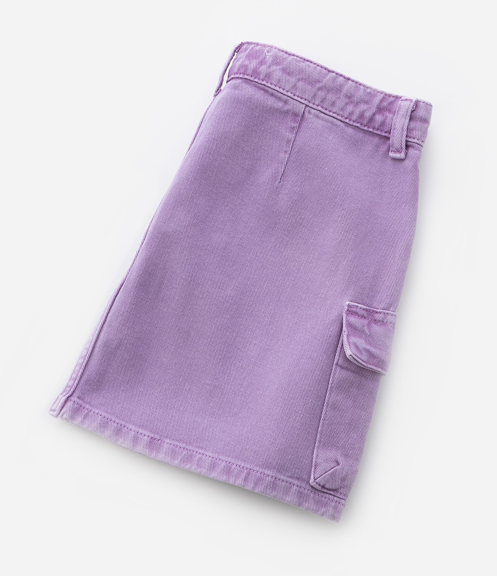 Saia Infantil em Jeans com Bolsos Cargo Assimétricos - Tam 5 a 14 anos Roxo 3