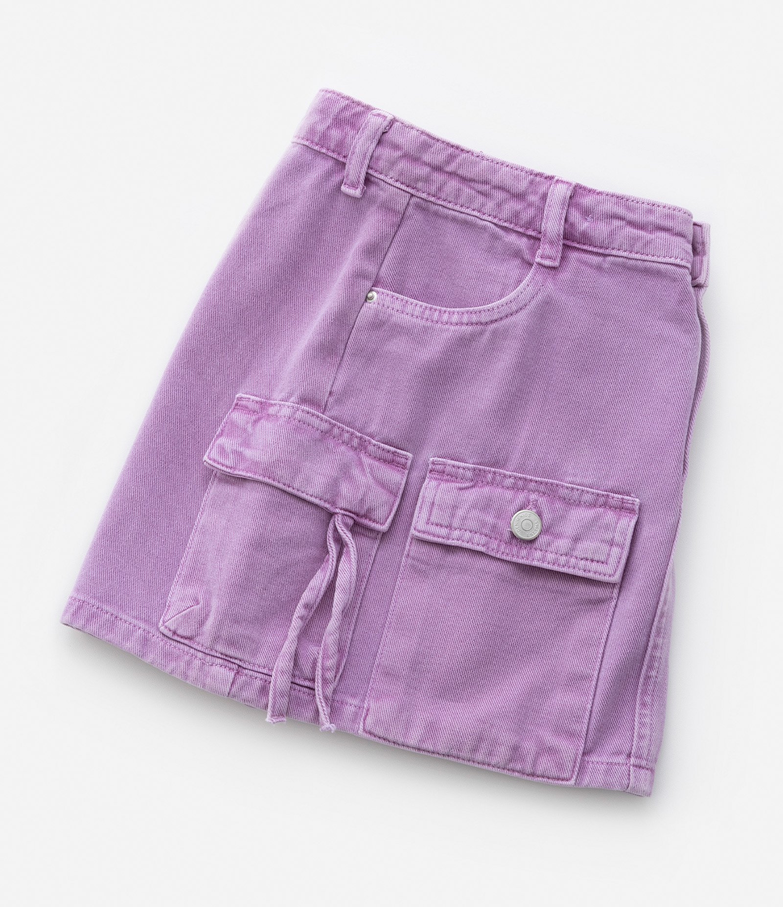 Saia Infantil em Jeans com Bolsos Cargo Assimétricos - Tam 5 a 14 anos Roxo 4