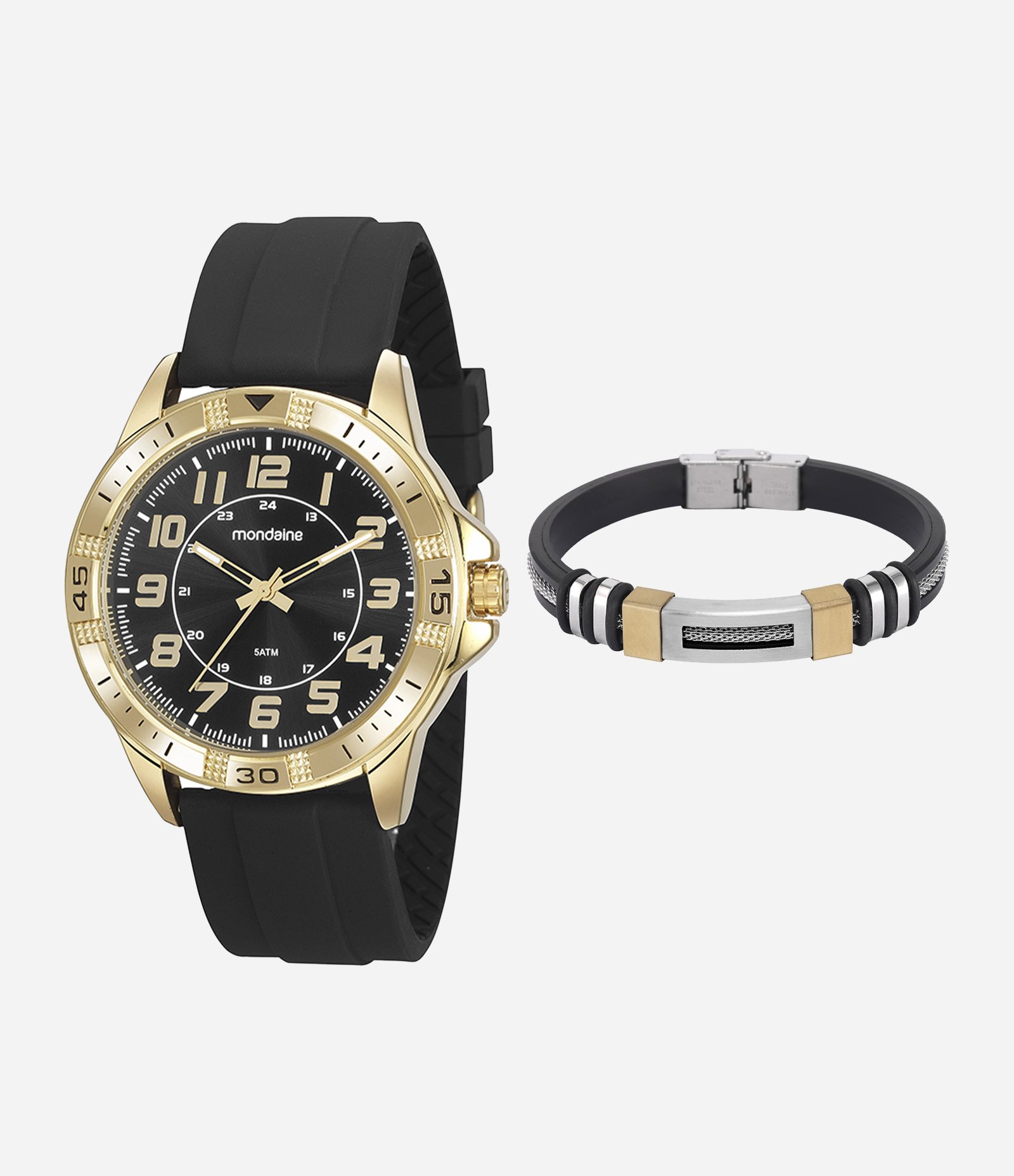 Kit Relógio Mondaine Masculino Analógico  Preto 4