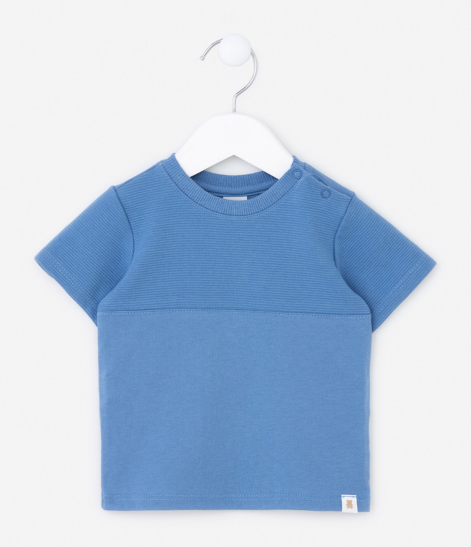 Camiseta Infantil em Algodão com Recorte 
Texturizado - Tam 0 a 18 meses Azul 1