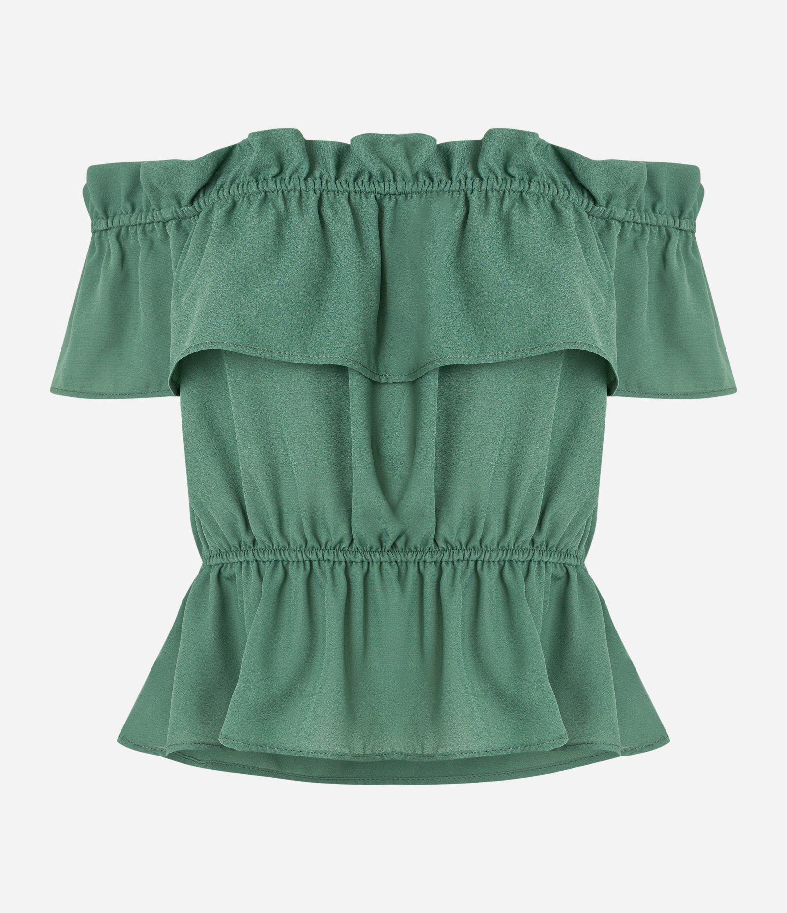 Blusa Ombro a Ombro em Crepe com Elásticos Verde 5