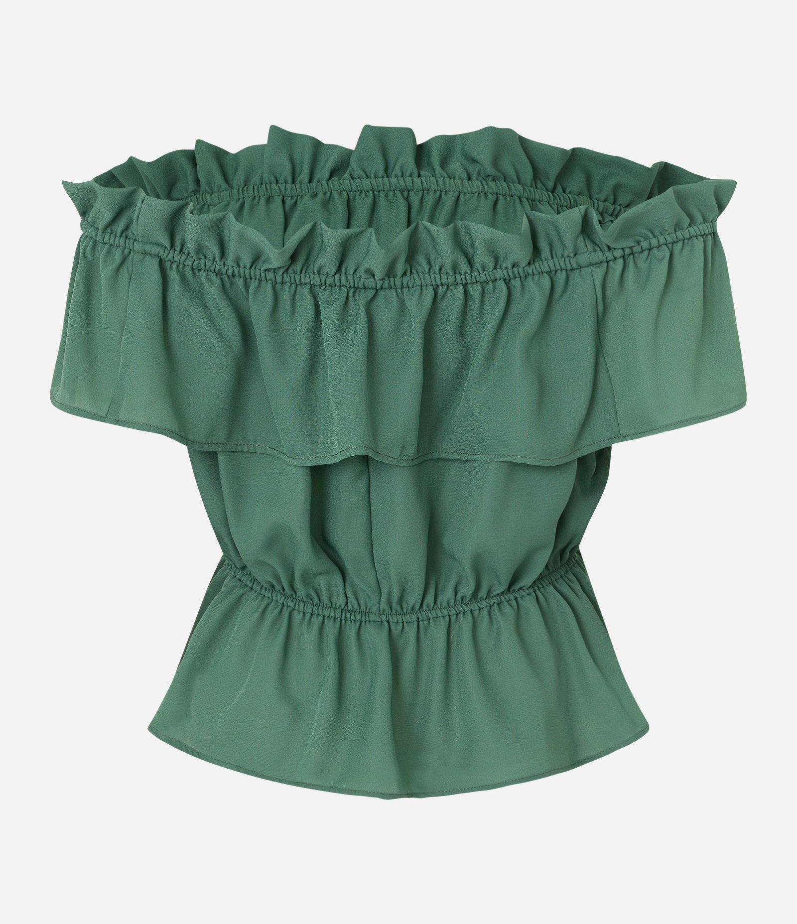 Blusa Ombro a Ombro em Crepe com Elásticos Verde 6