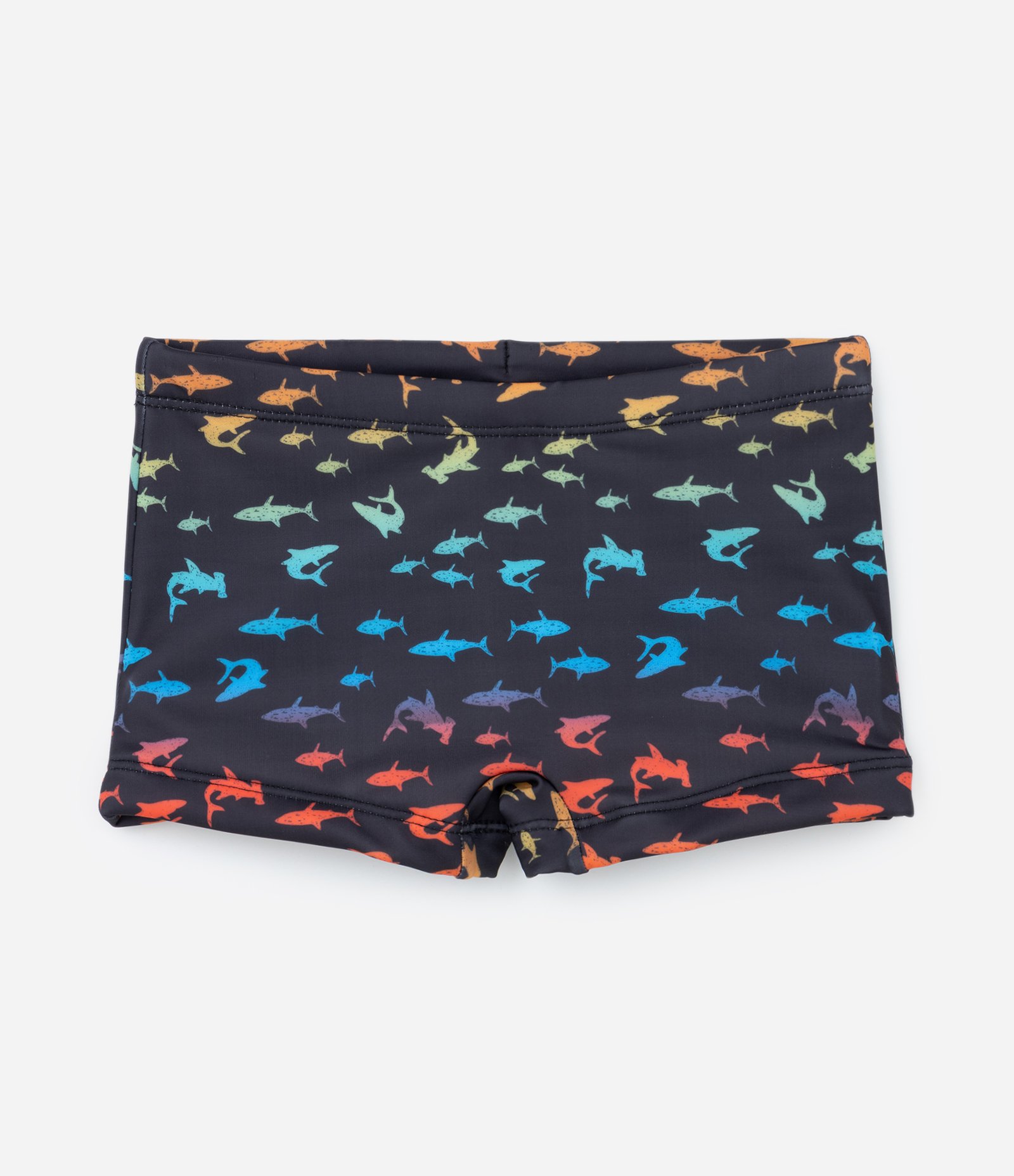 Sunga Boxer Infantil com Proteção UV e Estampa de Tubarões - Tam 5 a 14 anos Preto 1