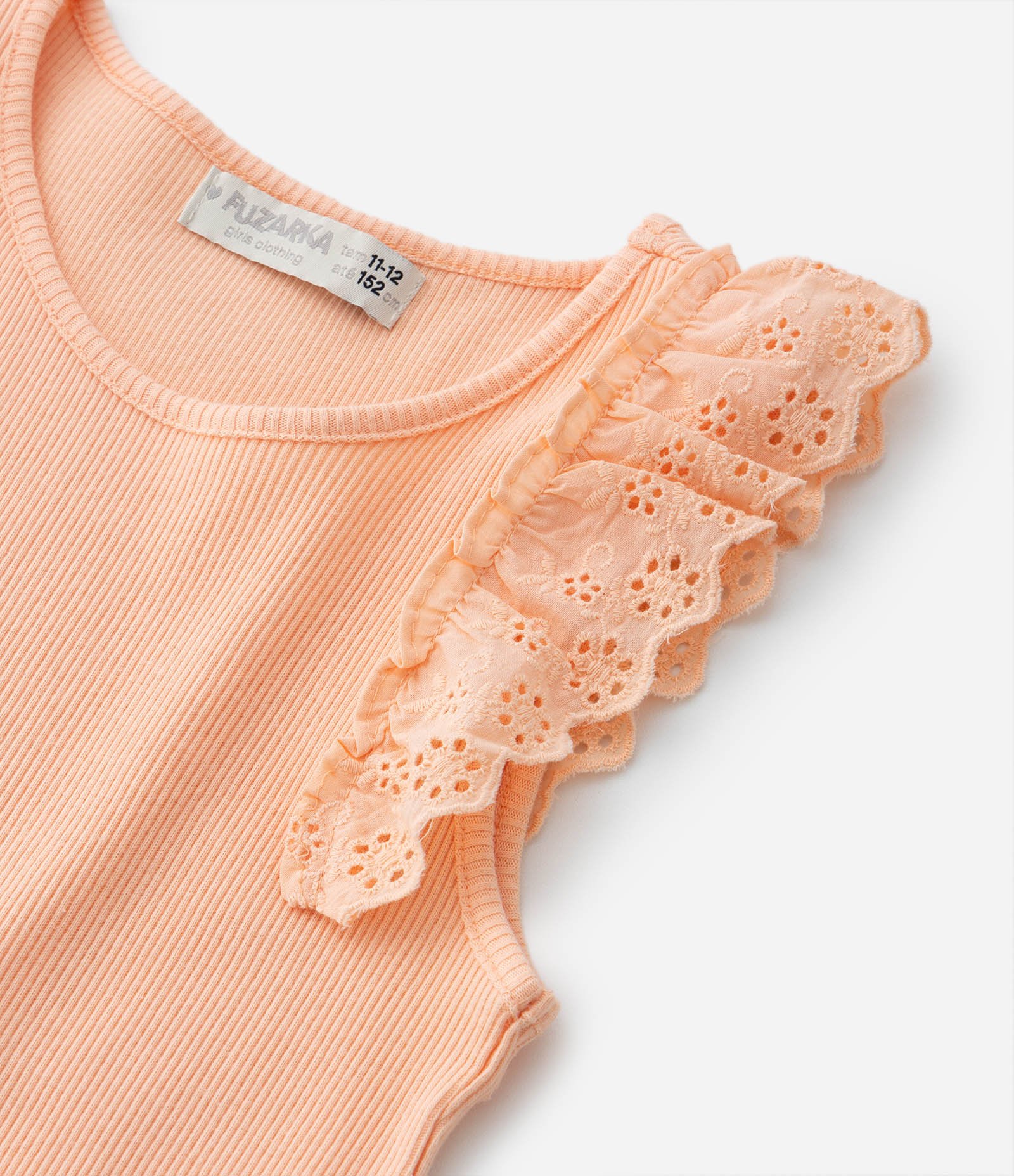 Regata Nadador Infantil em Ribana com Broderie - Tam 5 A 14 Anos Laranja 4